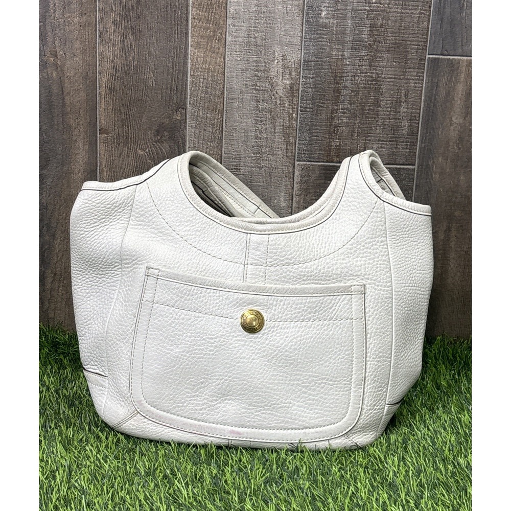 Coach 2007 White Pebbled Leather Shoulder Hobo Bag L07-82115 Y2K